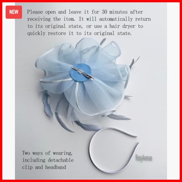 Feather Flower Fascinator Headband Derby Wedding Cocktail Hat Adjustable main image 6